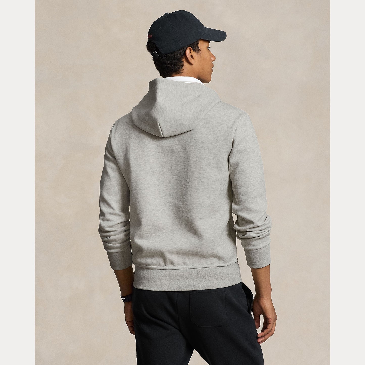 R L Double-Knit Full Zip Hoodie - Grey