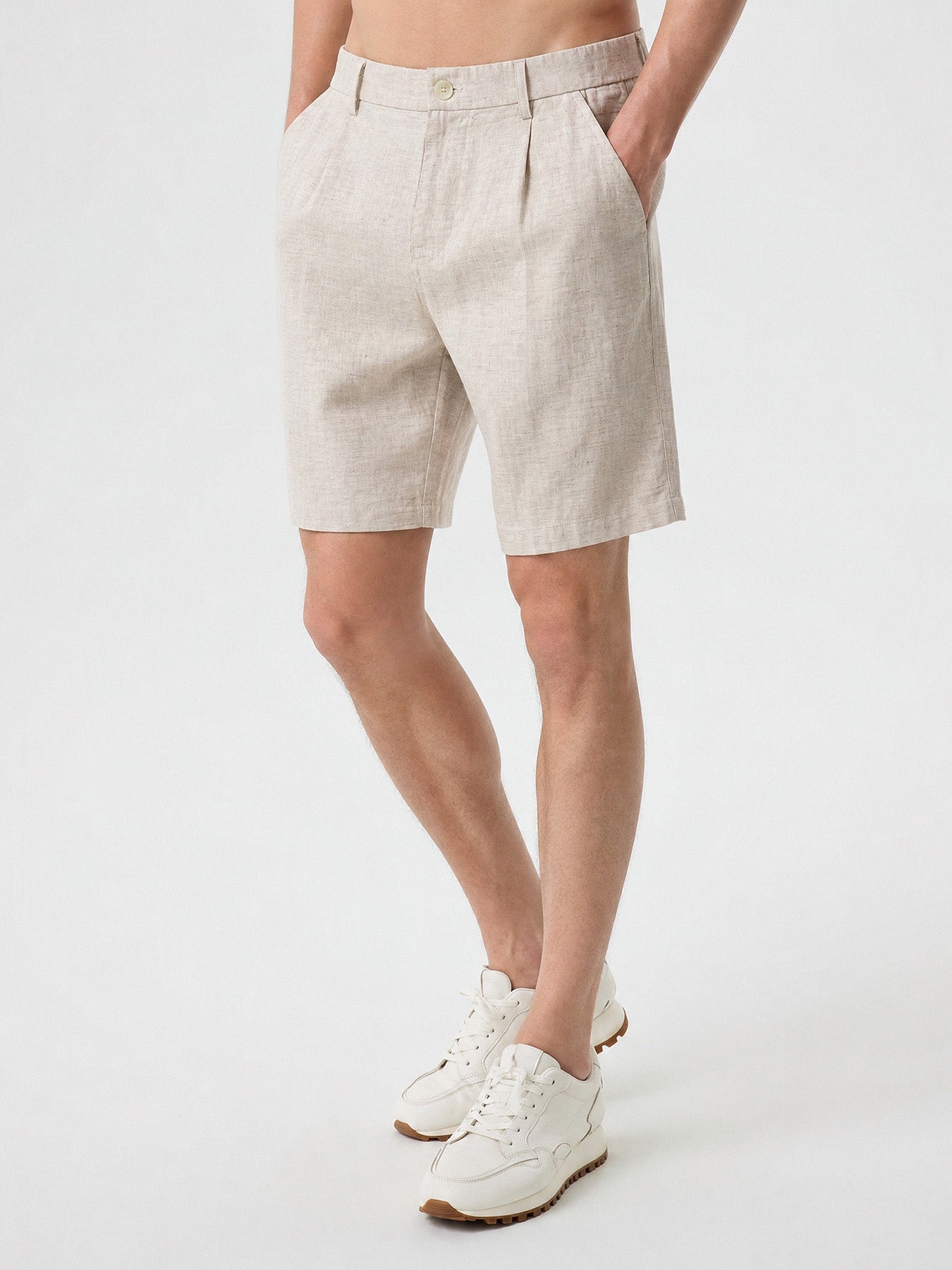 Natural Linen Shorts 8"