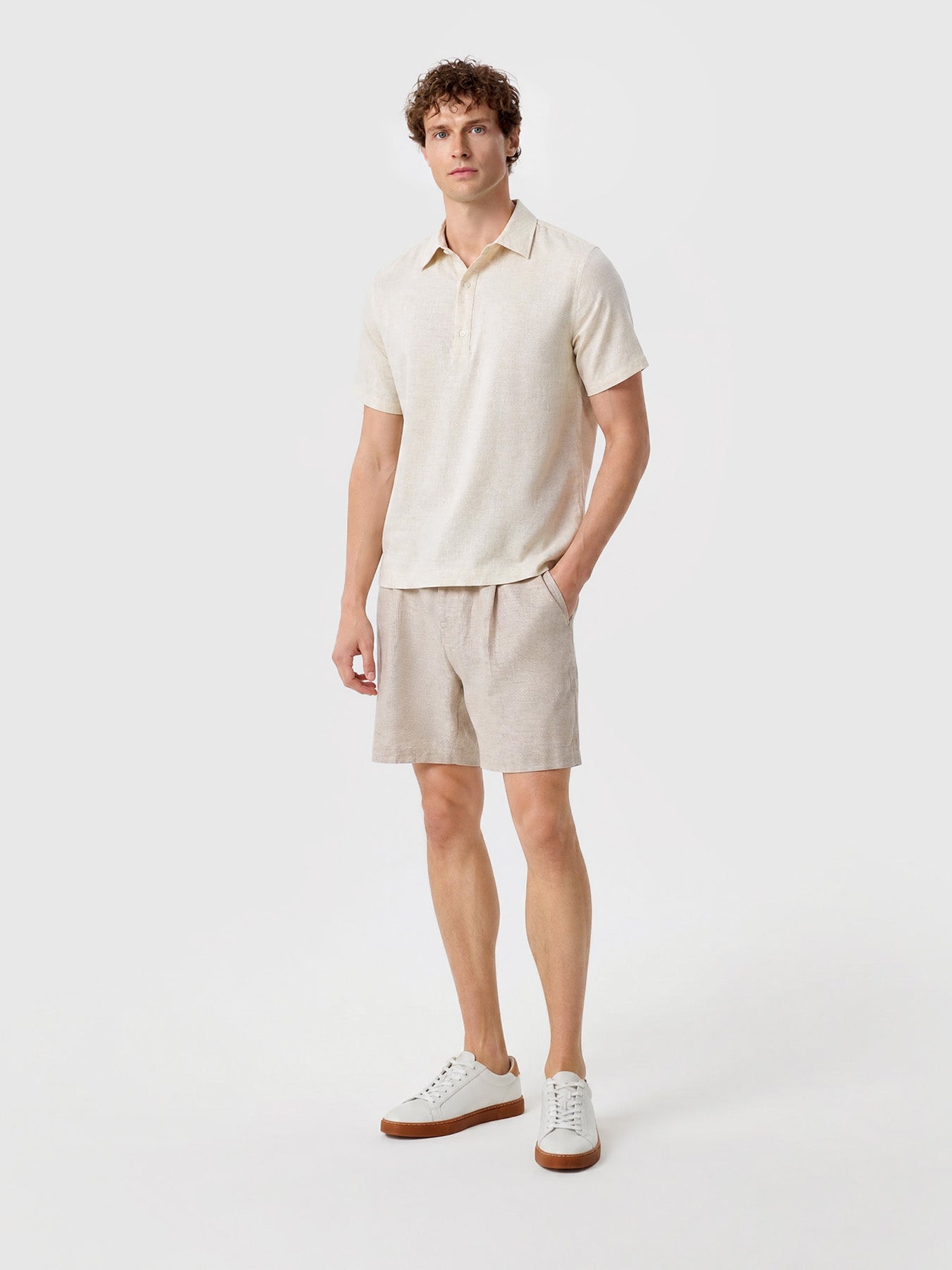 Natural Linen Shorts 8"