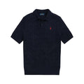 RL Cable-Knit Cotton Polo-Collar Sweater